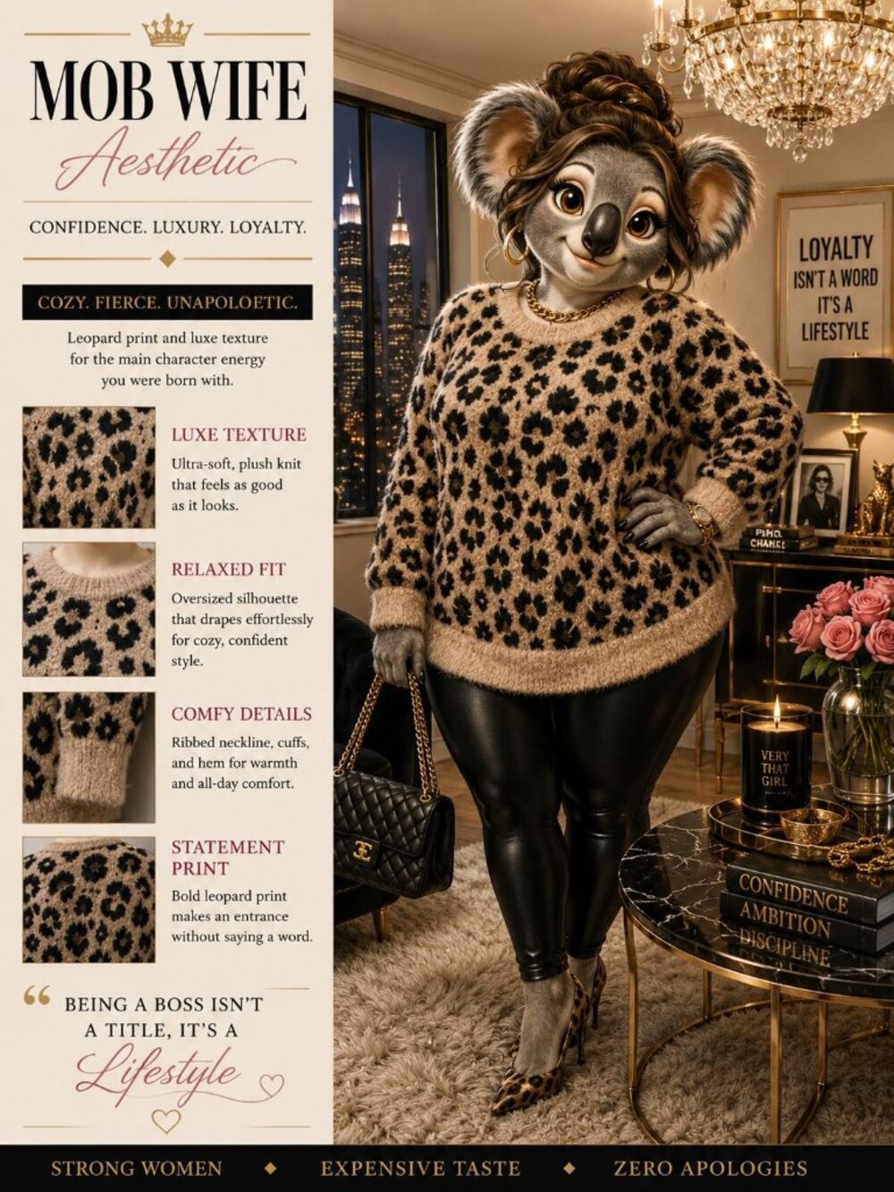 Joyspun Sweater Plus Size XL 16 18  Leopard Print Cozy Pullover Mob Wife Soft - Picture 12 of 12
